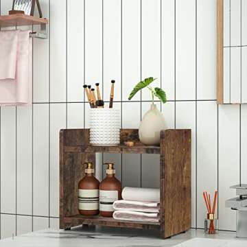 Giikin Rustic Kitchen Countertop Organizer - 2 Tier Spice Rack