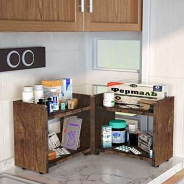 Giikin Rustic Kitchen Countertop Organizer - 2 Tier Spice Rack