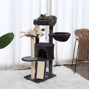 Hey-brother Cat Tree with Cozy Basket for Small Cats