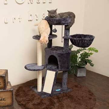 Hey-brother Cat Tree with Cozy Basket for Small Cats