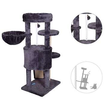 Hey-brother Cat Tree with Cozy Basket for Small Cats