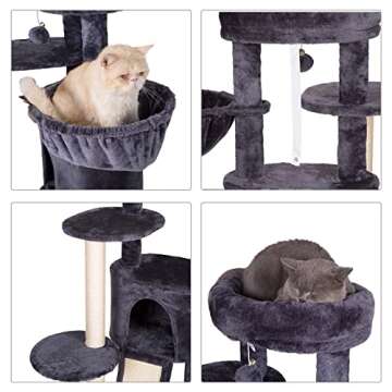 Hey-brother Cat Tree with Cozy Basket for Small Cats