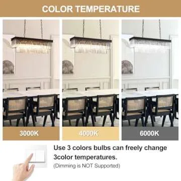 Depuley 24'' Modern Crystal Chandeliers for Dining Room, 6-Light Rectangular Black Chandelier, Rectangle Contemporary Pendant Light Fixture for Kitchen Island, Included E12 Bulbs, UL Listed