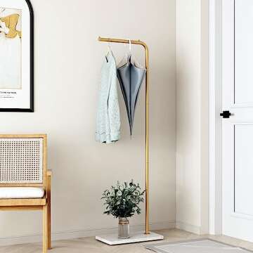 Smlttel Metal Gold Coat Racks, Standing Coat Rack with Heavy Base, Modern Coat Tree with Crossbar an...