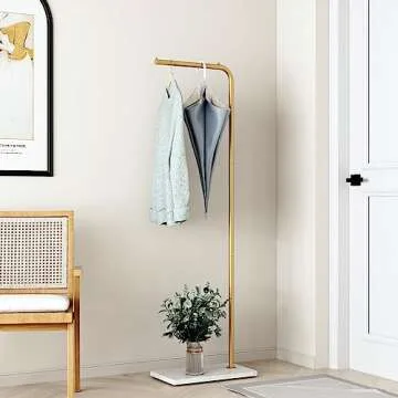 Smlttel Metal Gold Coat Racks, Standing Coat Rack with Heavy Base, Modern Coat Tree with Crossbar an...