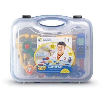 Learning Resources Pretend & Play Doctor Set Blue - 19 Pieces, Ages 3+ Doctor Kit for Kids, Toddler Doctor Kit, Toy Medical Kit, Toddler Social Emotional Learning Toys
