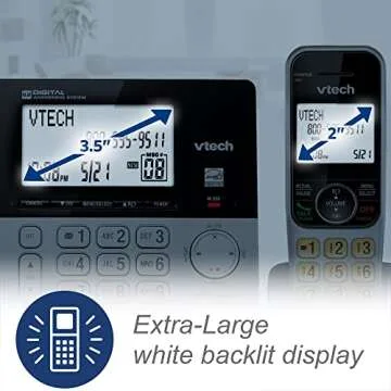 VTech VG208 DECT 6.0 Corded/Cordless Phone for Home with Answering Machine, Call Blocking, Caller ID, Large Backlit Display, Duplex Speakerphone, Intercom, Line-Power(Silver/Black)