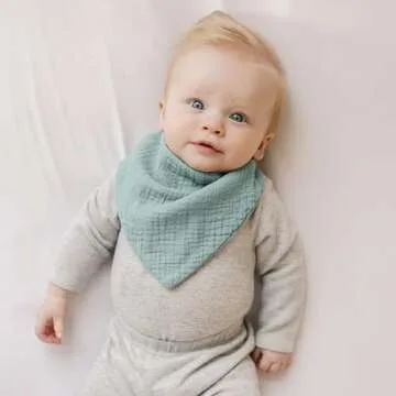 Konssy Muslin Baby Bibs 8 Pack Bandana Drool 100% Cotton for Unisex Baby, Solid Colors Set Teething and Drooling