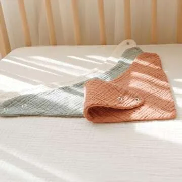 Konssy Muslin Baby Bibs 8 Pack Bandana Drool 100% Cotton for Unisex Baby, Solid Colors Set Teething and Drooling