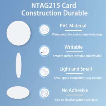 50PCS NFC Tags NFC Coins Cards Ntag215, Blank Rewritable NFC 215 Tag NFC Cards Round NFC Chip 25mm, ...