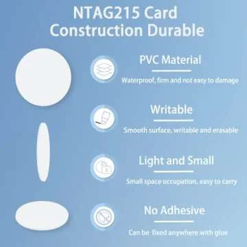 50PCS NFC Tags NFC Coins Cards Ntag215, Blank Rewritable NFC 215 Tag NFC Cards Round NFC Chip 25mm, ...