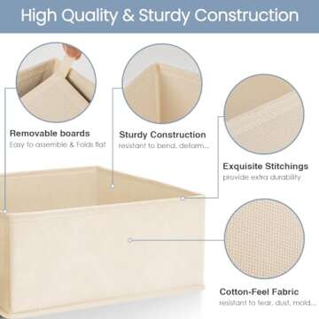 Criusia Drawer Organizer Clothes,16 Pack Underwear Drawer Organizers, Foldable Closet Organizers and Storage Dresser Drawer Dividers Clothing Organizer for Clothes, Socks, Scarves, Bra, Ties (Beige)