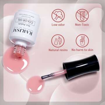 RARJSM Nude Gel Nail Polish Cherry Blossom Pink Skin Tone Color Neutral Sheer Ice Jelly Gel Polish Transparent Nail Gel Polish Soak off UV LED Cured for Home Salon DIY Manicure 15ml Single Bottle