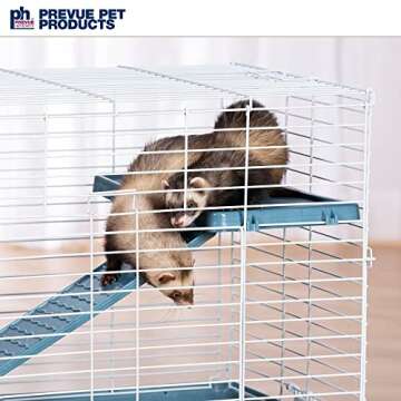 Prevue Pet Products Adult Ferret, Chinchilla, Small Animal Critter Home/Travel Cage with Deep Tubby Base, 1 inch Wire Spacing, Blue (529BLUE)
