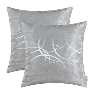 CaliTime Throw Pillow Covers – Geometric Design Accent for Home Decor 16x16 Silver Gray
