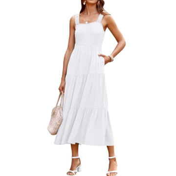 PRETTYGARDEN 2024 Summer Sleeveless Loose Maxi Dress for Women Beach Vacation Flowy Tiered Casual Ta...
