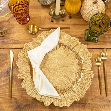 Simply Elegant Coral Reef Glass Charger Plates Set of 8