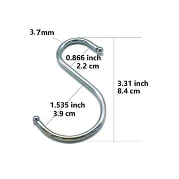 Lysas 20-Pack Round S Shaped Metal, Hooks Hangers for Kitchen, Bathroom, Bedroom and Office