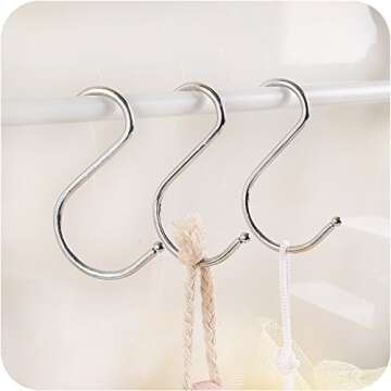 Lysas 20-Pack Round S Shaped Metal, Hooks Hangers for Kitchen, Bathroom, Bedroom and Office