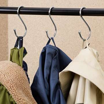 Lysas 20-Pack Round S Shaped Metal, Hooks Hangers for Kitchen, Bathroom, Bedroom and Office