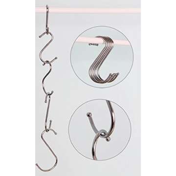 Lysas 20-Pack Round S Shaped Metal, Hooks Hangers for Kitchen, Bathroom, Bedroom and Office