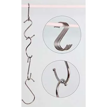Lysas 20-Pack Round S Shaped Metal, Hooks Hangers for Kitchen, Bathroom, Bedroom and Office