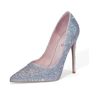 Elisabet Tang Pointed Toe High Heel Glitter Rhinestone Heels Sparkly Prom Shoes Stiletto Wedding Hee...