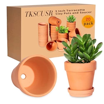 20 Pack 3 Inch Terracotta Plant Pots with Saucer
