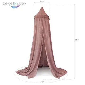 Zeke and Zoey Hanging Dusty Dirty Pink Princess Canopy for Girls Bed with Tassels - Hideaway Tent for Kids Rooms or Cribs. Nursery Decoration - Slightly Sheer Drapes for Child, Play or Reading