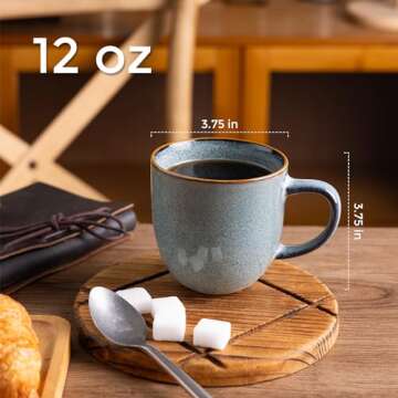 AmorArc 12oz Coffee Mugs, Ceramic Coffee Mugs set of 6 for Man, Woman, Dad, Mom, Modern Coffee Mugs ...