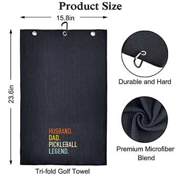 DYJYBMY Husband Dad Pickleball Legend Embroidered Pickleball Towel, Pickleball Gifts for Men Women, ...