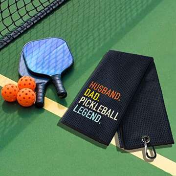 DYJYBMY Husband Dad Pickleball Legend Embroidered Pickleball Towel, Pickleball Gifts for Men Women, Pickleball Lovers, Pickleball Player, Birthday Gifts for Pickleball Fan, Retirement Gifts