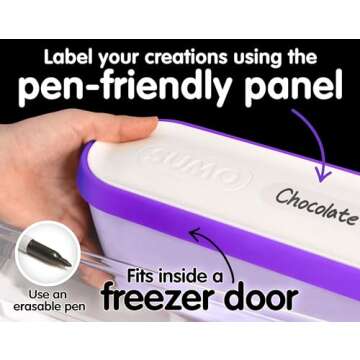 Set of 2, Ice Cream Containers for Homemade Ice Cream - 1.5 Quart Each, Reusable Freezer Storage Containers - Purple