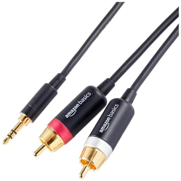 Amazon Basics 3.5mm Stereo Aux to 2 x RCA Audio Cable Adapters, 4 Feet/1.2 m, for Connecting Amplifi...
