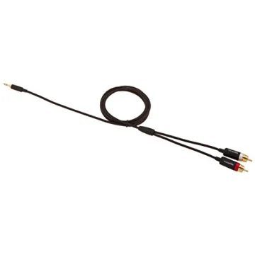 Amazon Basics 3.5mm Stereo Aux to 2 x RCA Audio Cable Adapters, 4 Feet/1.2 m, for Connecting Amplifiers, Speakers, with Gold-Plated Plugs, Black