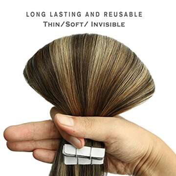 Brown Hair Extensions 50g 20Pcs 18inch Tape In Hair Extensions Human Hair Ombre Dark Brown Thick End...