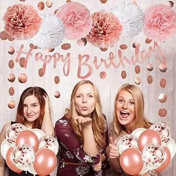 Rose Gold and Pink Birthday Party Decorations Set for Gorgeous Celebrations