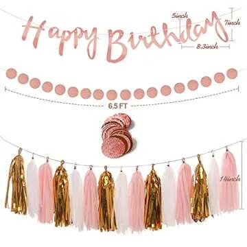Rose Gold and Pink Birthday Party Set with Banner and Balloons