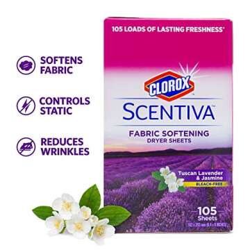 Clorox Scentiva Dryer Sheets | Tuscan Lavender Scent | 105 Count