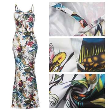 SheKiss Women's Floral Low-Cut Dresses Tie Front Beach Cover Up Sundress White