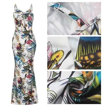 SheKiss Women's Floral Low-Cut Dresses Tie Front Beach Cover Up Sundress White