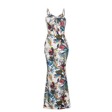 SheKiss Women's Floral Low-Cut Dresses Tie Front Beach Cover Up Sundress White