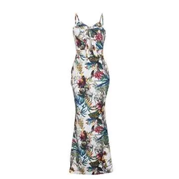 SheKiss Women's Floral Low-Cut Dresses Tie Front Beach Cover Up Sundress White