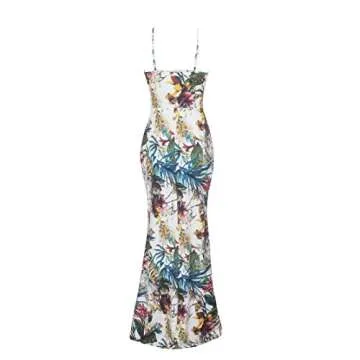 SheKiss Women's Floral Low-Cut Dresses Tie Front Beach Cover Up Sundress White