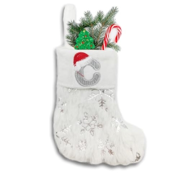 ASEOJOON 6 inches Initial Monogram Christmas Stocking with Embroidered Letters Personalized Small Pl...