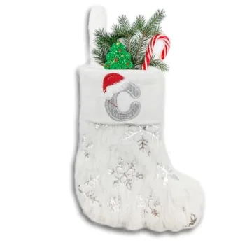 ASEOJOON 6 inches Initial Monogram Christmas Stocking with Embroidered Letters Personalized Small Pl...