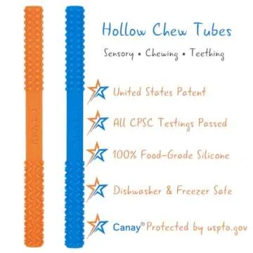 Hollow Chew Tubes for Sensory Chew - 2 Pack for Kids' Teething Needs