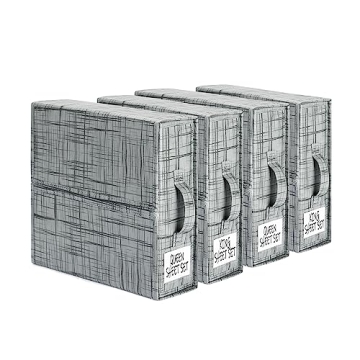 SheetCube Bed Sheet Organizers and Storage 4 Pack, Foldable Linen Closet Organizer, Bedding Folder S...