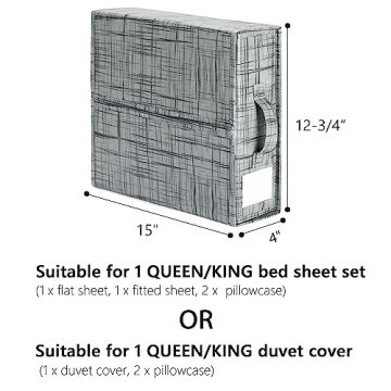 SheetCube Bed Sheet Organizers and Storage 4 Pack, Foldable Linen Closet Organizer, Bedding Folder Storage Box Container for Blanket, Duvet Cover Set, Bed Sheet Set - Pattern Grey