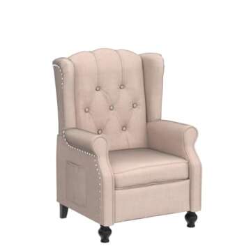 B BAIJIAWEI Recliner Wingback Chair - Tufted Arm Chair Recliner - Massage Recliner Chair with Heat - Fabric Push Back Recliner with Remote Control, Heating Function, Adjustable Backrest (Beige)